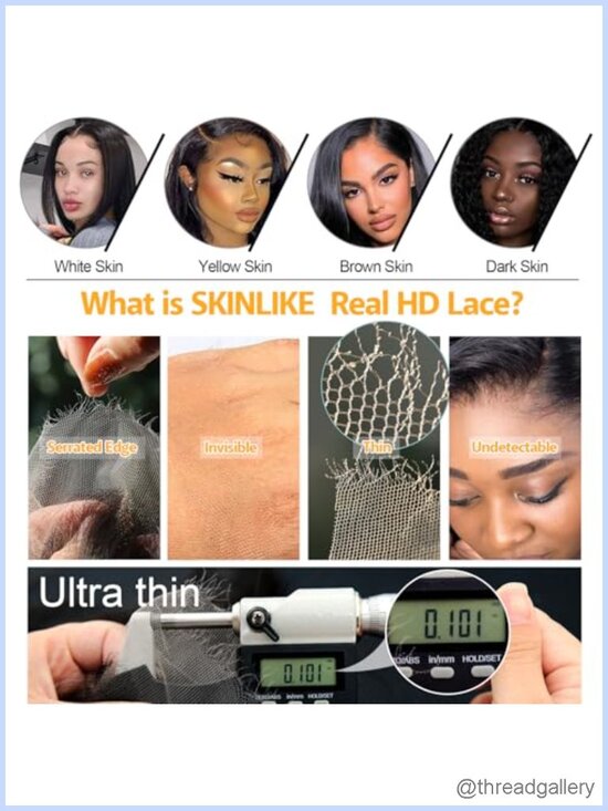 6x6 Skinlike Real HD Lace Closure, Body Wave 0.10mm Swiss Lace Pre Plucked main image 5